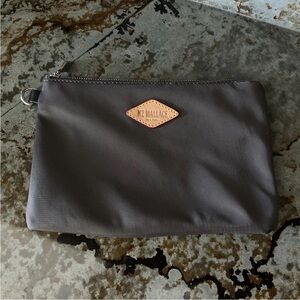 MZ Wallace New York Brown Nylon Logo lined zip wristlet makeup bag pouch